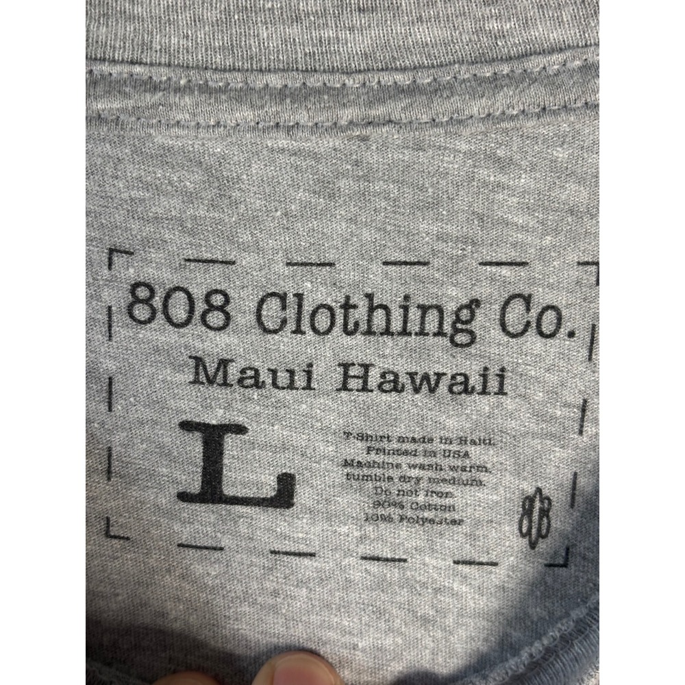 808 Clothing Co Maui Hawaii Octopus Tribal Graphic Tee Mens Large Heather Grey - Picture 4 of 5